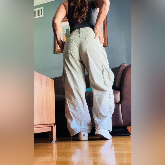 American Eagle skater skater Wide Leg‎ Baggy Size 10 Cargo stretchy cargo gray - Picture 2 of 16